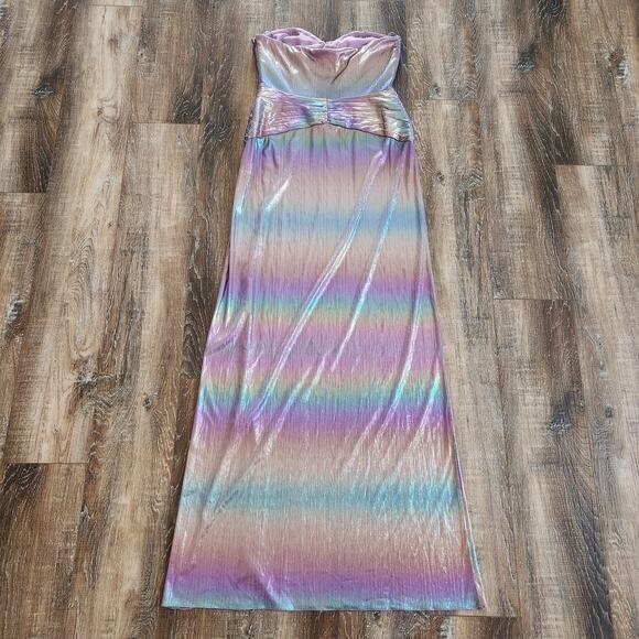 Retrofete Soleil Dress in Lilac Aurora Size Large Strapless NWT Cutout Metallic - Picture 8 of 15